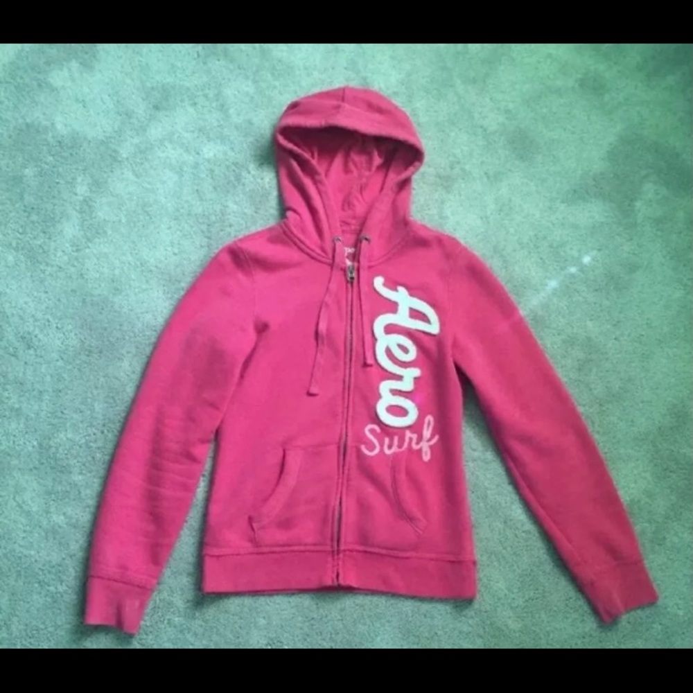Aeropostale Aero Full Zip Hoodie, Size M, Pink, Surf